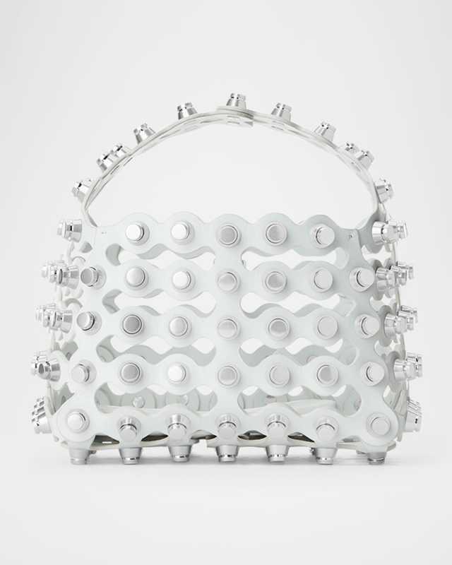 Rex Small Studded Wavy Leather Top-Handle Bag